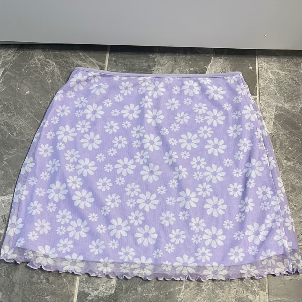 Art Class Purple Floral Mini Skirt Casual